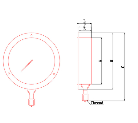 0 au silicone antichoc rempli liquide d'indicateur de pression de l'acier inoxydable 1600Bar a rempli Pressur